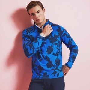 NEW💙G/FORE Unisex Tonal Floral Luxe Quarter Zip Mid Layer Racer Medium $155